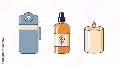 Aromatherapy set with candle, spray bottle, and diffuser for relaxation and well-being