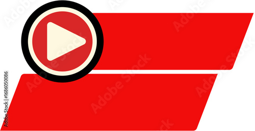 Red horizontal stripes with a play button graphic, suggesting media player or video content.