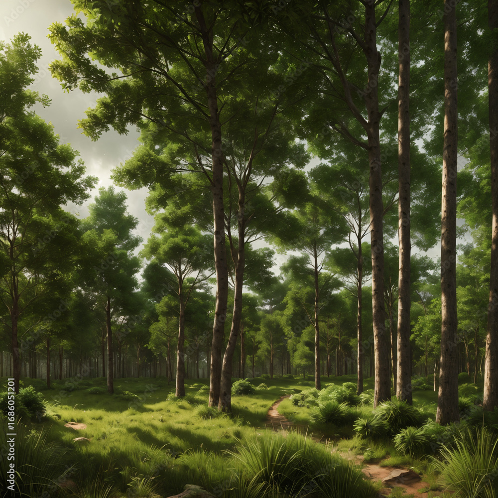 Fototapeta premium pine trees in the green forest