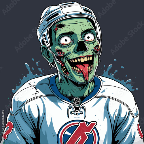 cartoon vector zombie hockey player