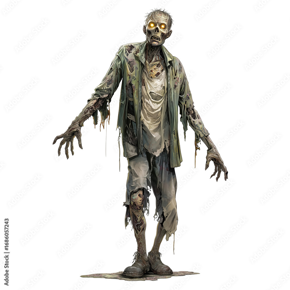 Fototapeta premium Menacing zombie character illustration