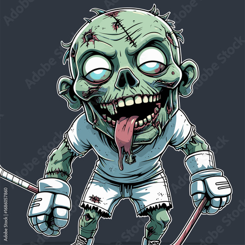 cartoon vector zombie hockey player