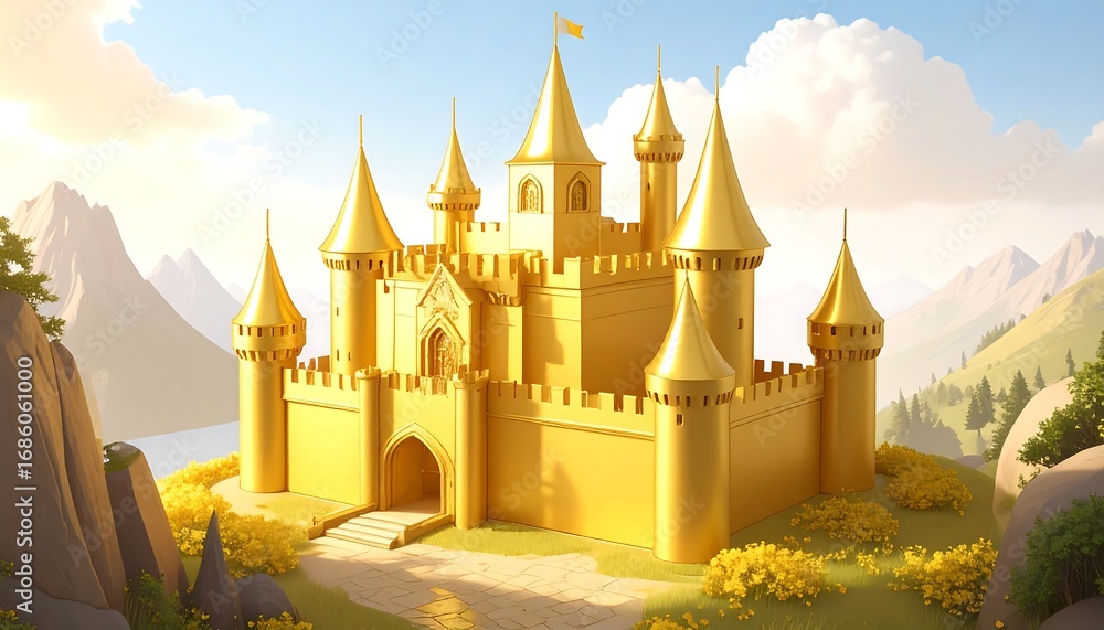 Fototapeta premium Golden castle in idyllic landscape