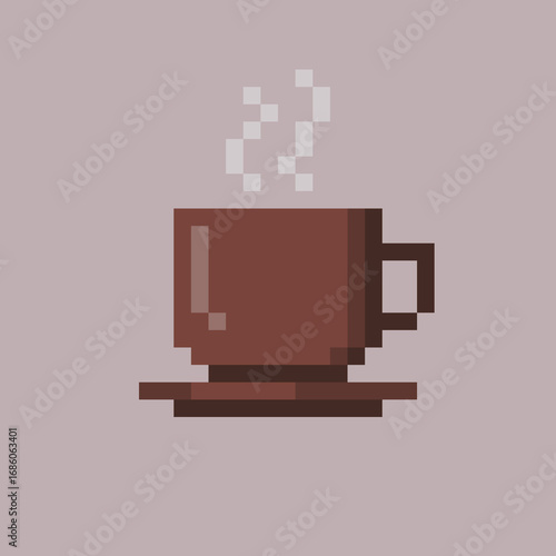coffee in pixel art style