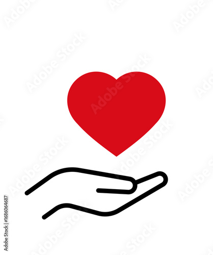 手とハートの思いやり・愛・やさしさのアイコン片手