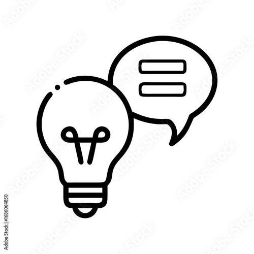 Creative light bulb and thought bubble, symbolizing idea and agreement. Perfect for conveying concepts related to ideas, problem-solving, and consensus