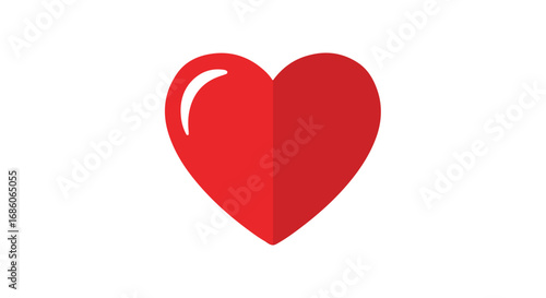 Crimson Heart Graphic with Glossy Reflection: A Symbol of Affection and Romance for Design Projects