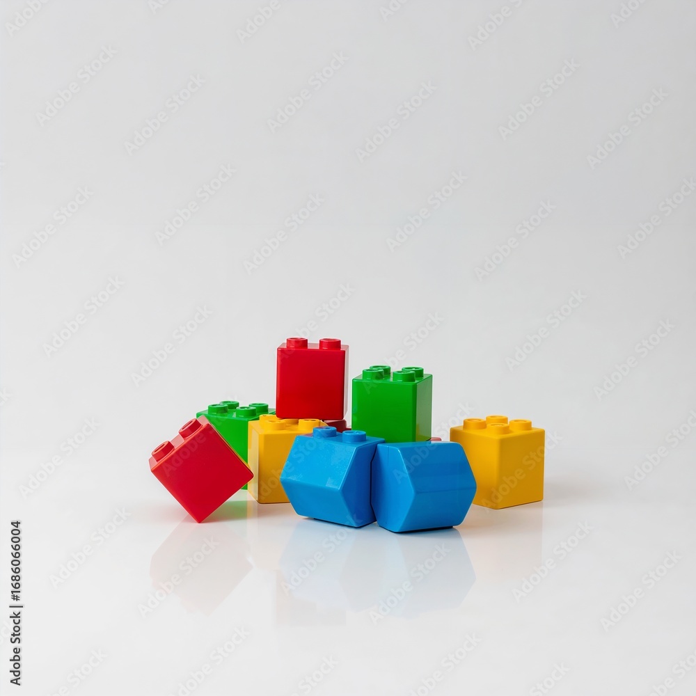 Fototapeta premium Colorful building blocks isolated on white background