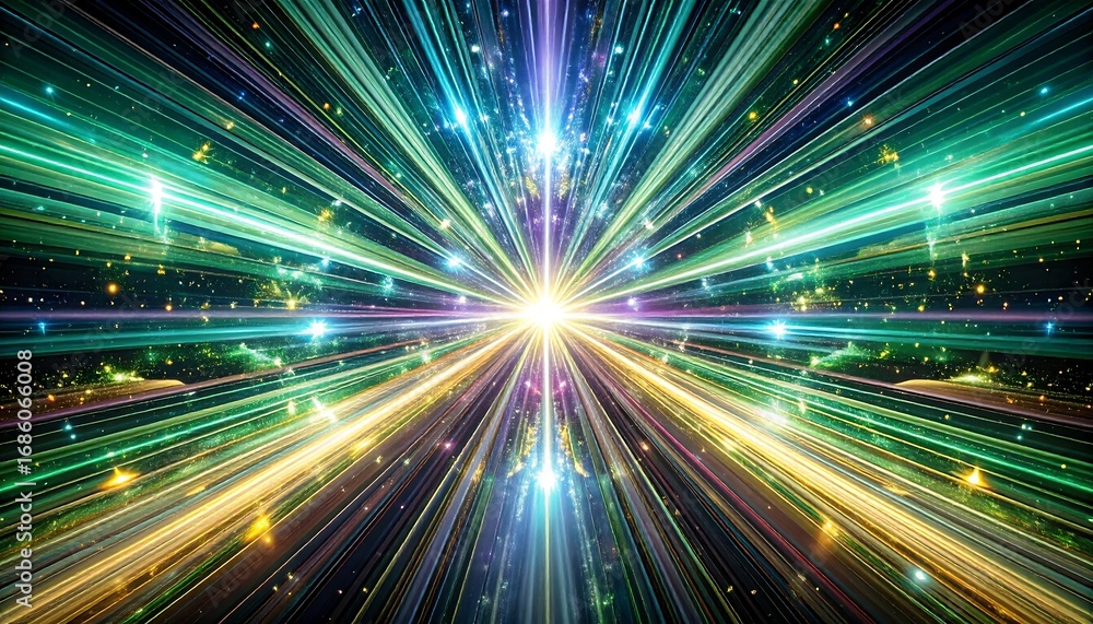 Obraz premium Radiant burst of colorful light rays