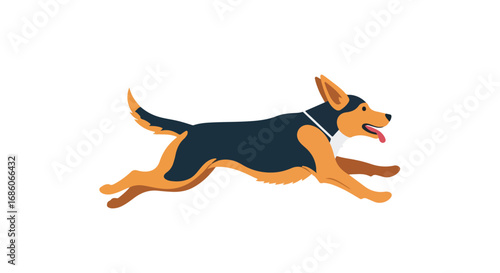 Energetic canine sprint illustration showcases the vitality and spirit of a healthy and athletic domestic animal with stylized animation visual