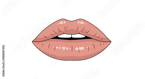 Luscious lips with a touch of shine evoking a sense of beauty and allure, isolated against a bright background, perfect for cosmetics branding or