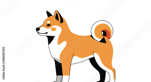Stylized Shiba Inu Illustration with a Simplistic Aesthetic, Captured in a Clean and Minimalistic Design, Perfect for Modern Graphics and Digital