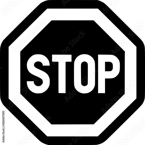 Stop Sign: A bold, iconic stop sign, vividly rendered, commands attention and signifies the universal call for pause and caution, embodying safety, vigilance, and adherence to rules.