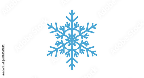 Simple blue snowflake design on a white backdrop conveying winter's unique crystalline formations creating an elegant and chilly atmosphere
