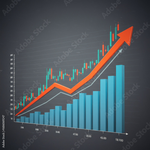 Financial chart depicts investment return symbolizing significant growth and success, suggesting promising upward trend with hopeful perspective