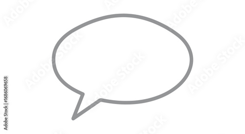 Gray speech bubble icon on white background, modern simple design for communication and messaging concept illustration expressing dialogue and