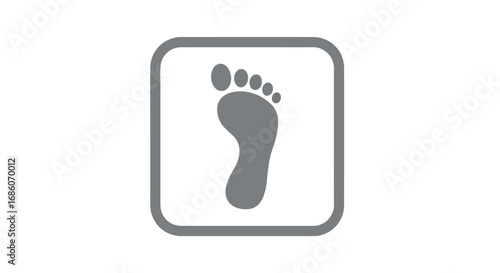Footprint Symbol within Rounded Square Frame Representing Movement and Health Considerations in Modern Design Visuals