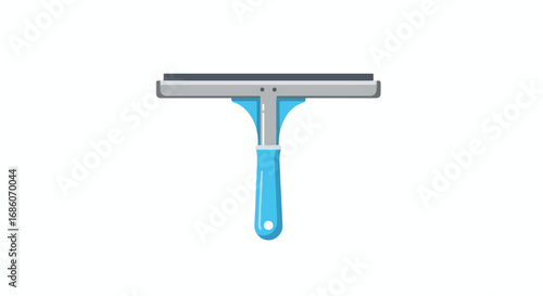Window Washing Tool Still Life: Squeegee with Blue Handle on Plain Backdrop Design 71 characters