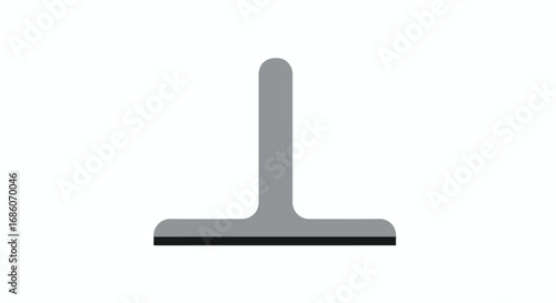 Minimalist gray stylized T-shape with a dark stripe bottom evokes architectural form and understated elegance, suggestive of construction or