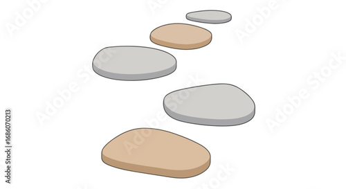 An illustration of a stepping stone path leading into the distance offering a sense of serenity and peaceful forward movement