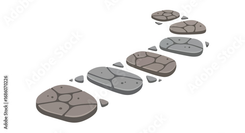 Stepping Stone Path Illustration: A Serene Pathway Design for Creative Projects and Digital Art Direction