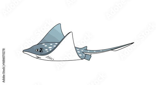Stylized Aquatic Creature: An Artistic Rendering of a Spotted Stingray on Clear Backdrop