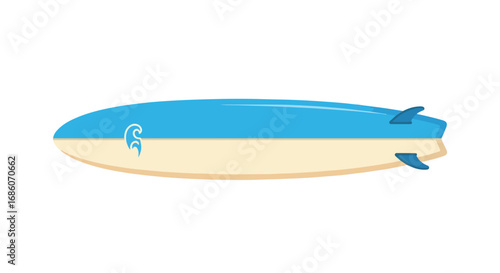 Stylized surfboard illustration with minimalist wave icon, designed for surfing enthusiasts and summer adventure promotions ready for a day at the