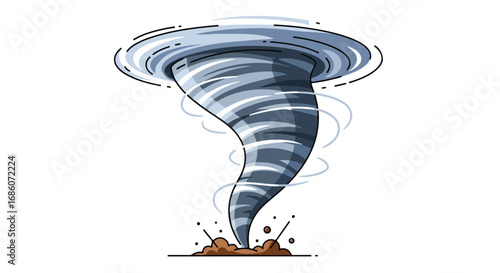 Stylized tornado illustration showcasing nature's powerful forces and atmospheric dynamics displayed in a visually engaging format