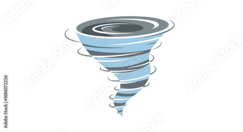 Stylized whirlstorm illustration depicting a swirling funnel formation, a dynamic depiction of powerful meteorological phenomena