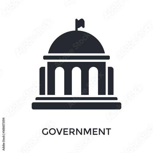 Government Icon Glyph Style. Vector Illustration For Graphic Design
