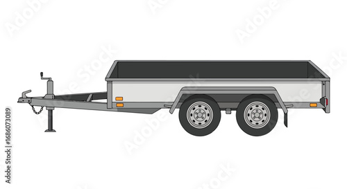 Illustration of a Tandem Axle Utility Trailer with Extended Sides for Hauling and Transporting Cargo or Equipment across Various Terrains and