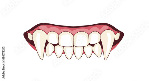 Menacing Vampire Teeth Cartoon with Fangs, Gums and Illustration on Isolated Background ready to be part of a Halloween Design or Scary Illustration