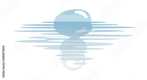 Serene water droplet with gentle ripples radiating across the aqueous surface, light reflects and refracts forming subtle distortion