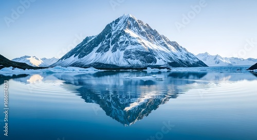 Wallpaper Mural Majestic snow-capped mountain perfectly reflected in a tranquil glacial lake. Torontodigital.ca