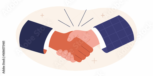 Two diverse hands shaking firmly in agreement symbolizing partnership and successful business collaboration