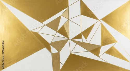 Golden Geometric Abstract: Intersecting Triangles and Lines on W