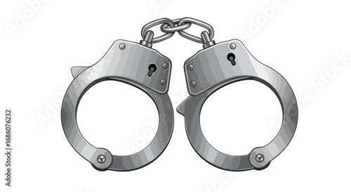 Metallic restrain with chain: Symbol of confinement and restriction, illustrating the concept of legal boundaries or limitations of liberty