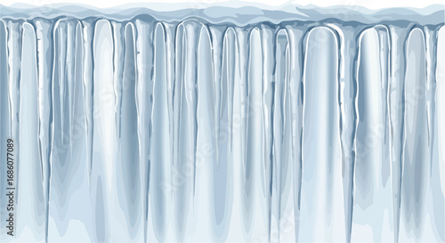 Cascading Icicles Hanging Seamlessly, Depicting Winter's Cold Embrace and icy formations with crystal-clear clarity and pristine aesthetic appeal