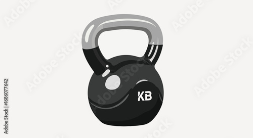 Isolated fitness tool kettlebell illustration representing strength training and exercise equipment, promoting physical well-being and healthy