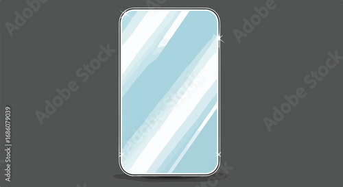 Isolated gleaming reflection of a rectangular polished mirror casting a shadow on a neutral backdrop, evoking cleanliness and simplicity