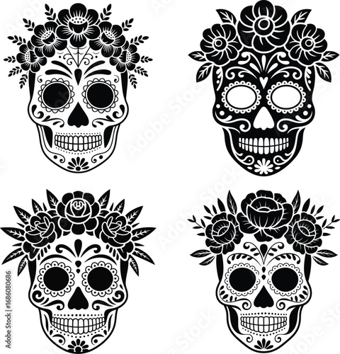 Candlelight Altar Silhouette – Día de los Muertos Family Vector