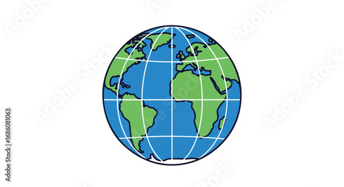 illustration of the globe representing Earth's continents and latitude lines in a minimalist style for educational and geographic reference