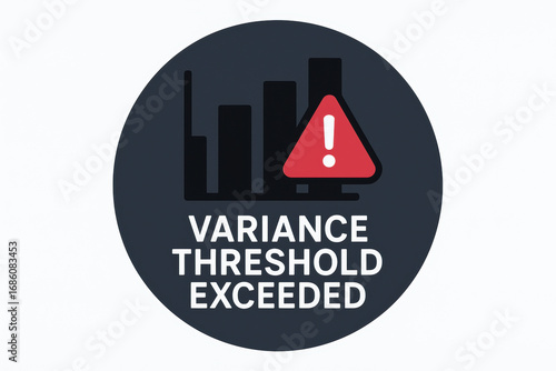 Variance threshold test result comparison in industry context with warning symbol and bar chart for data analysis