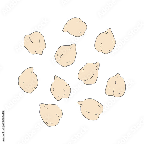 Hand drawn chickpeas. Simple chickpea illustration. Line illustration. Beans illustration.
