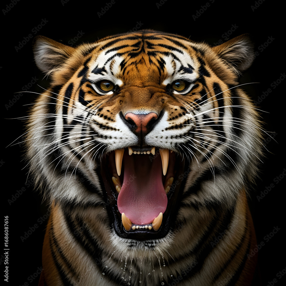 Fototapeta premium Furious Tiger Roar: Wild Animal Portrait