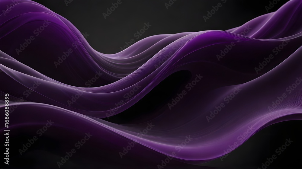 Fototapeta premium Abstract flowing purple fabric waves create a dynamic, luxurious, and elegant modern background texture.