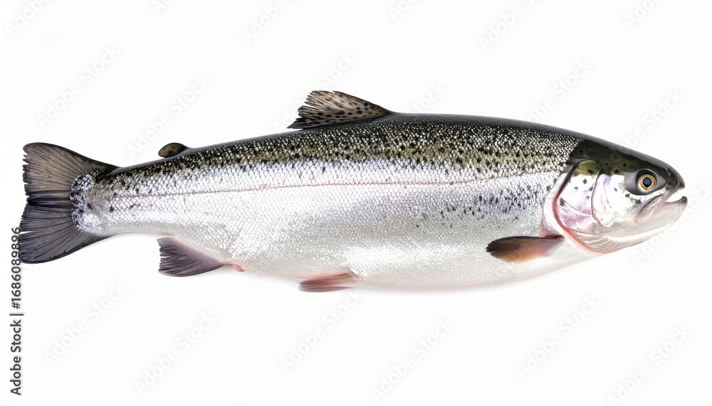 Naklejka premium High-resolution image of a fresh rainbow trout, perfect for culinary, educational, and nature-related projects.