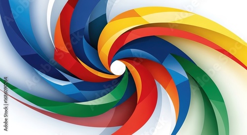 Swirling spectrum: Abstract vortex of vibrant colors on white ba