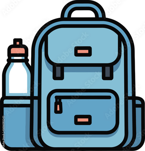 Simple blue backpack silhouette design with minimalist appeal