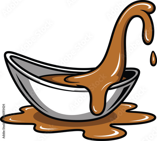 Simple silhouette of a bowl with a ladle for food service
